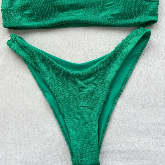 NEW full bikini set green floral swimwear with adjustable straps - Picture 4 of 12